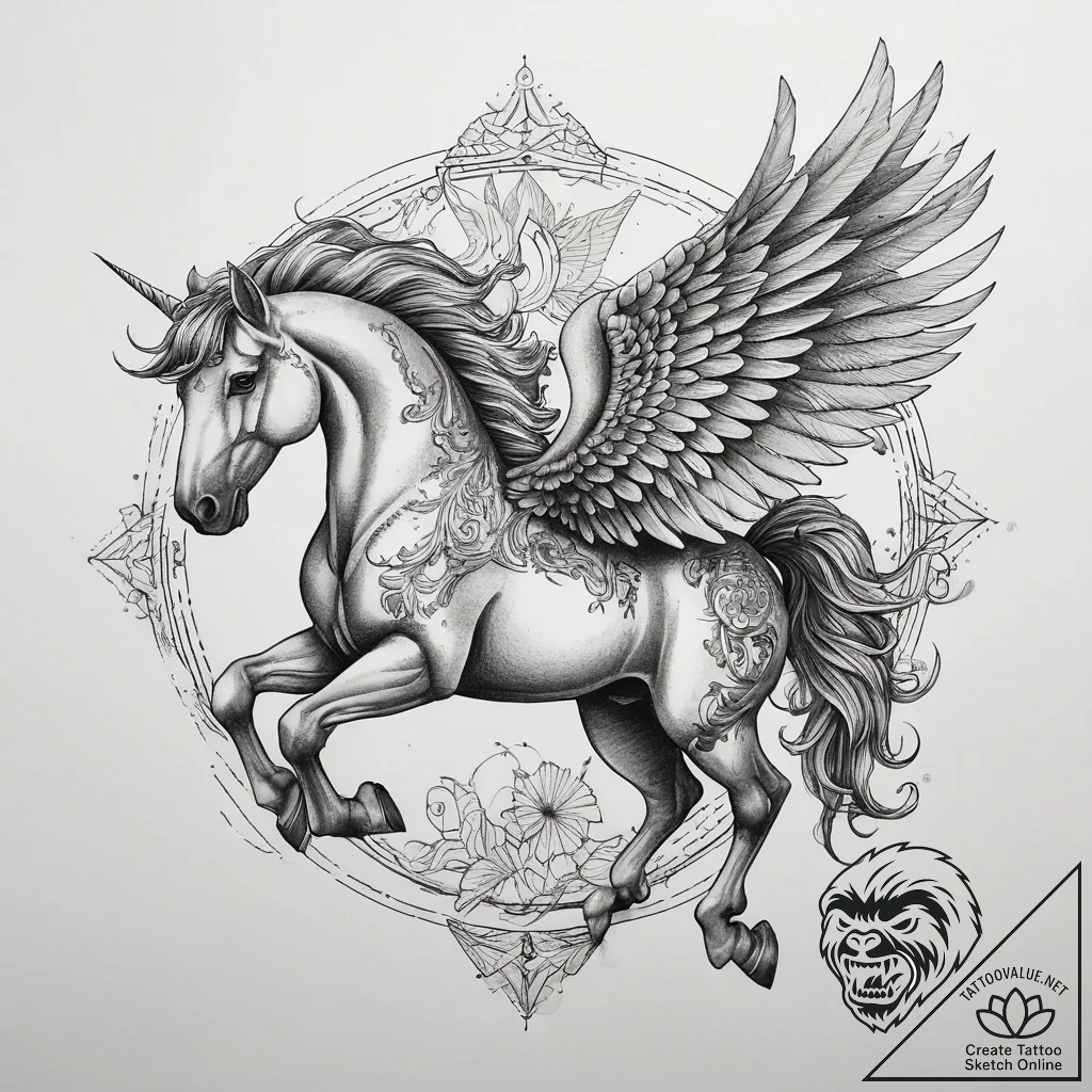 Tattoo sketch pegasus tattoo, tattoo drawing... - tattoo sketch (№1758463450_0, 21.09.2025 14:04) — tattoovalue.net