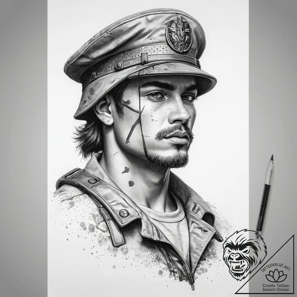 Tattoo sketch soldier with a pencil, artistic... - tattoo sketch (№1758463839_0, 21.09.2025 14:10) — tattoovalue.net
