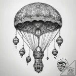 Tattoo sketch parachute with a grenade, ink i… – tattoo sketch (№1758464624_0, 21.09.2025 14:23) — tattoovalue.net