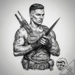 Tattoo sketch soldier with a scissors, tattoo… – tattoo sketch (№1758465019_0, 21.09.2025 14:30) — tattoovalue.net