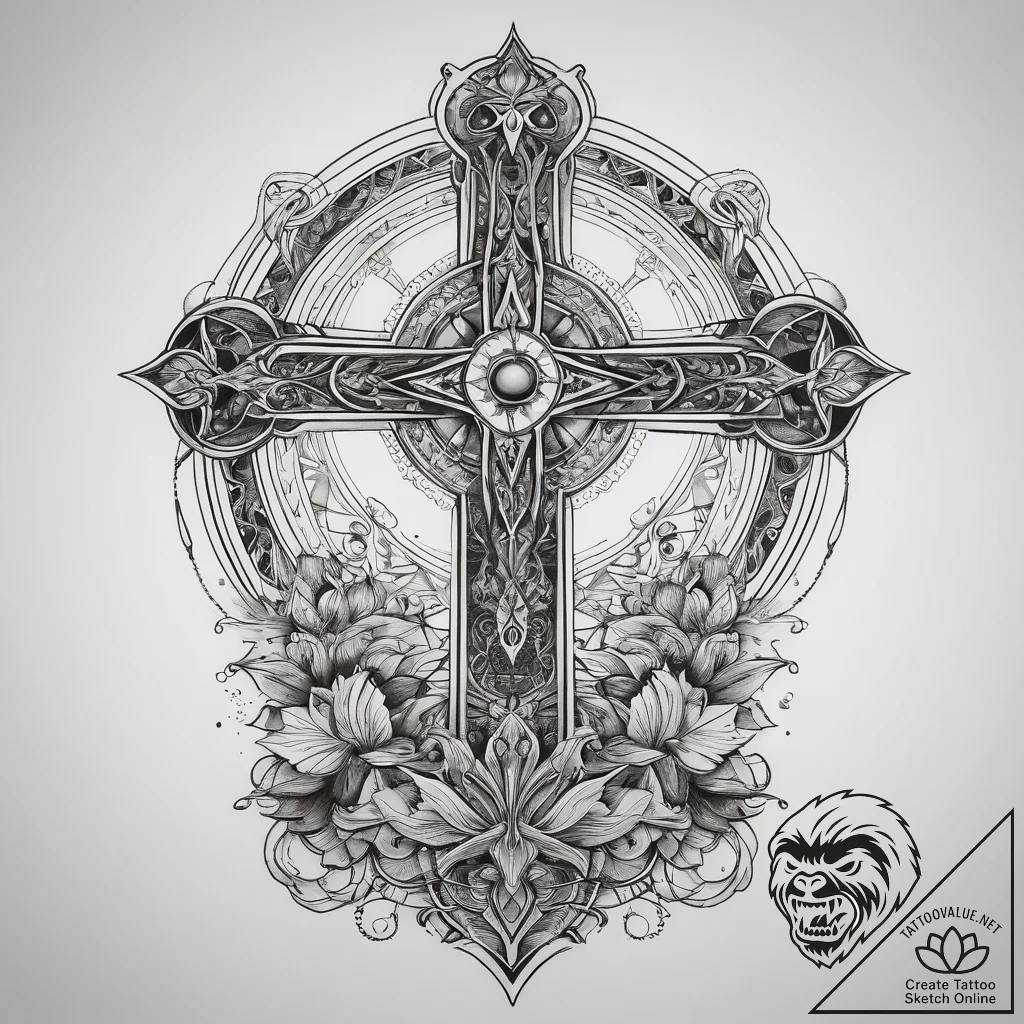 Tattoo sketch cosmic fount, concept art for t... - tattoo sketch (№1758465218_0, 21.09.2025 14:33) — tattoovalue.net