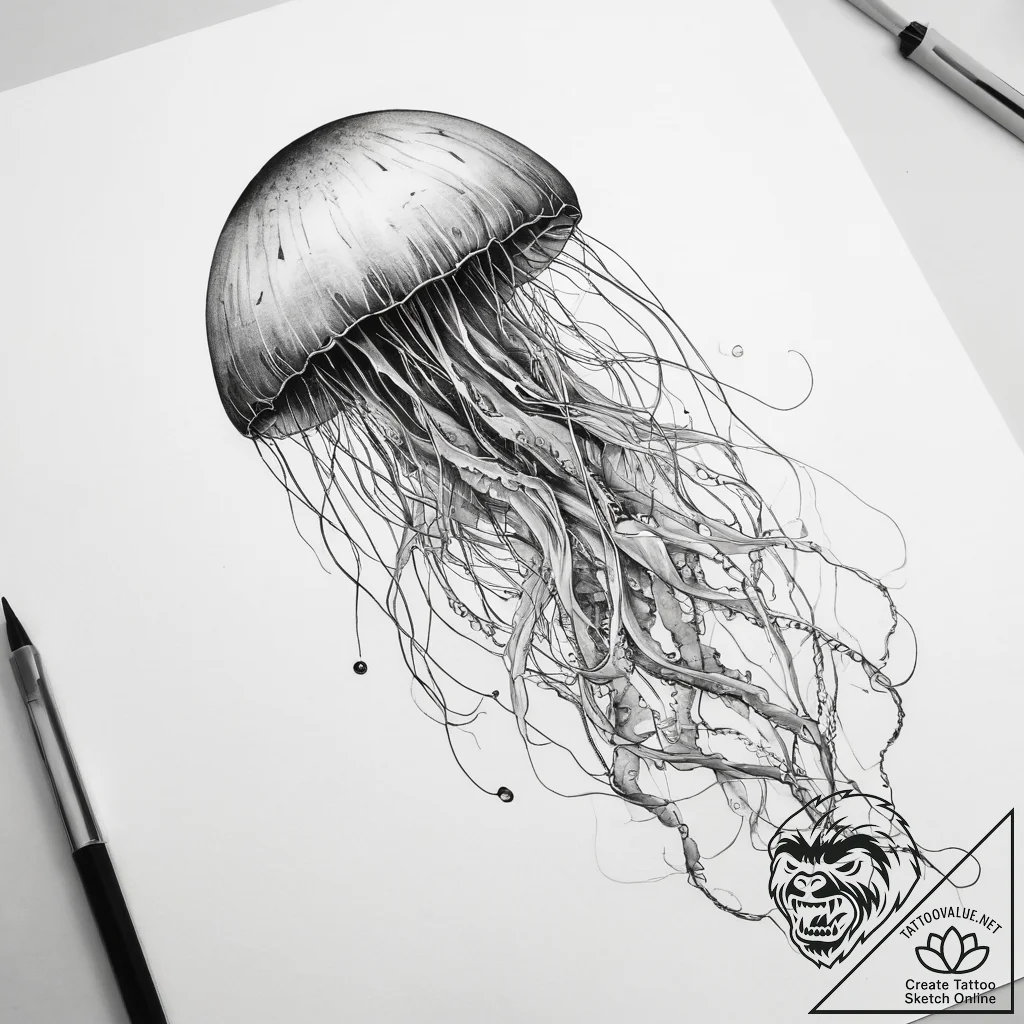 Tattoo sketch медуза - tattoo sketch (№1758466983_0, 21.09.2025 15:03) — tattoovalue.net