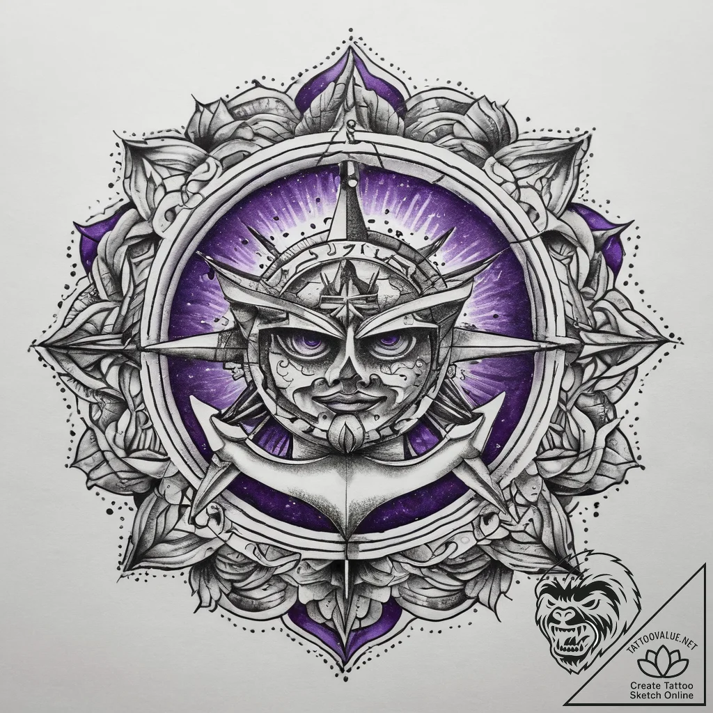 Tattoo sketch purple, tattoo line art, on a c... - tattoo sketch (№1758467776_0, 21.09.2025 15:16) — tattoovalue.net