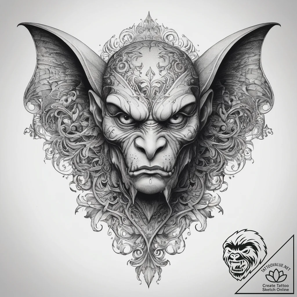 Tattoo sketch gargoyle, tattoo flash sheet de... - tattoo sketch (№1758468562_0, 21.09.2025 15:29) — tattoovalue.net