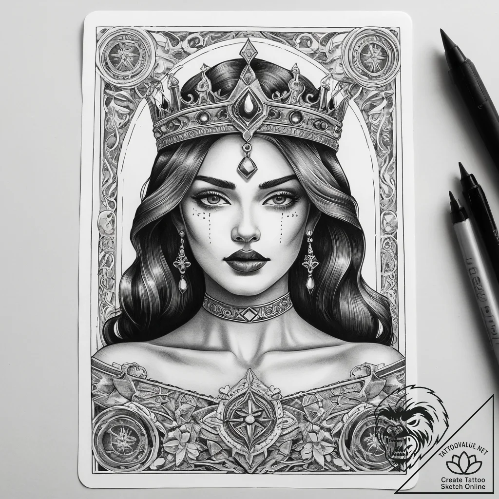 Tattoo sketch tarot card empress, tattoo sket... - tattoo sketch (№1758469538_0, 21.09.2025 15:45) — tattoovalue.net