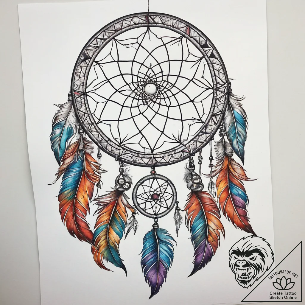Tattoo sketch dreamcatcher, tattoo line art,... - tattoo sketch (№1758469930_0, 21.09.2025 15:52) — tattoovalue.net
