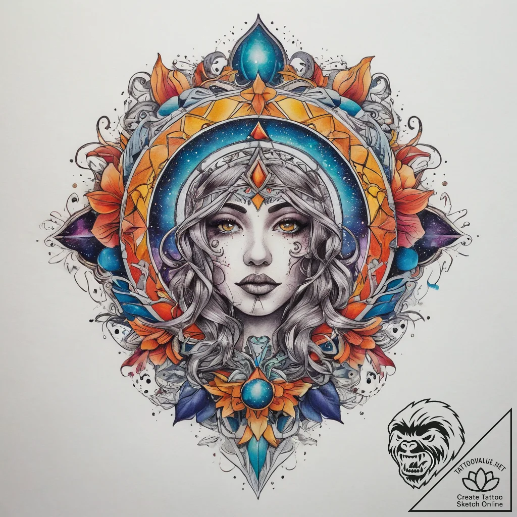Tattoo sketch cosmic existence, tattoo line a... - tattoo sketch (№1758470710_0, 21.09.2025 16:05) — tattoovalue.net