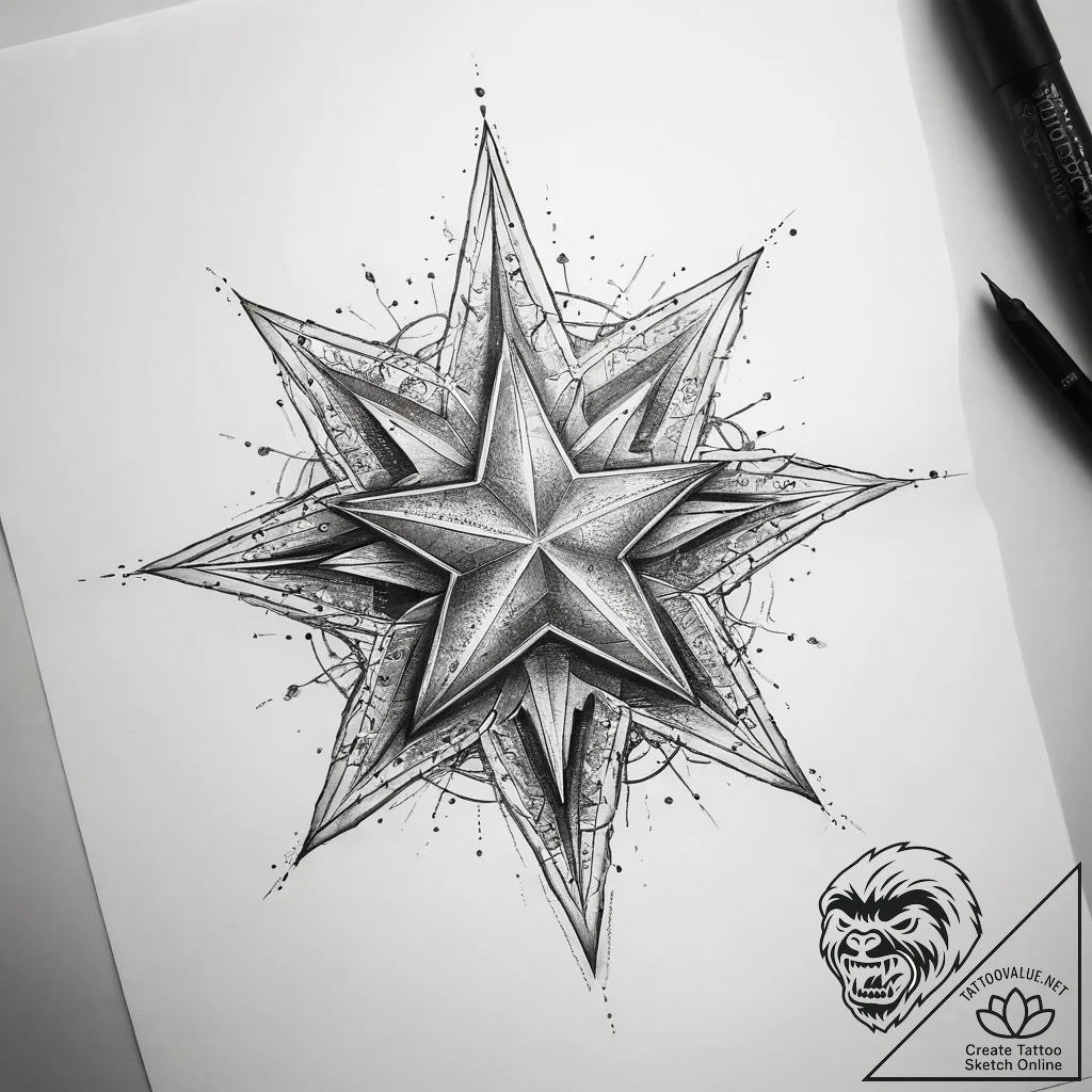 Tattoo sketch stars tattoo - tattoo sketch (№1758470906_0, 21.09.2025 16:08) — tattoovalue.net