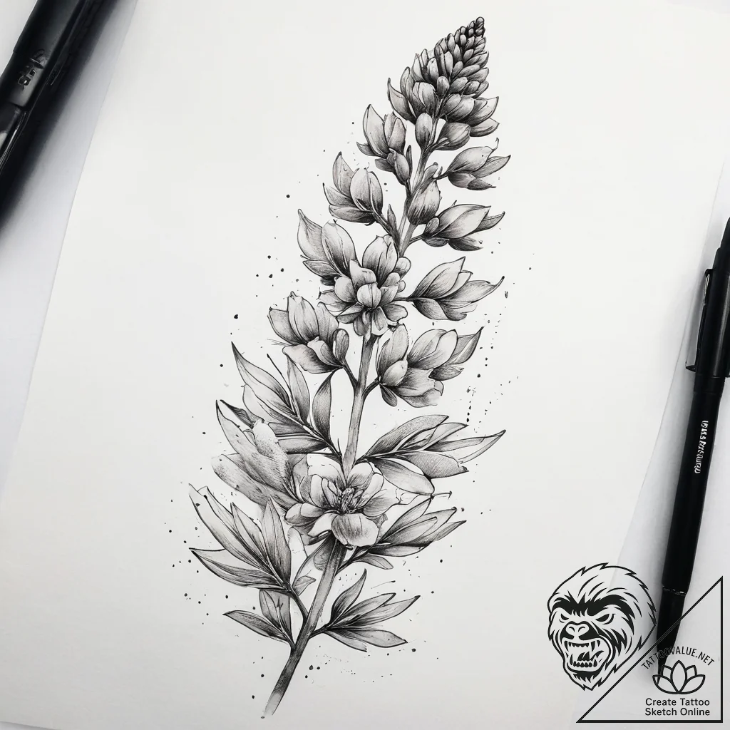 Tattoo sketch lupine flower, tattoo drawing o... - tattoo sketch (№1758473073_0, 21.09.2025 16:44) — tattoovalue.net