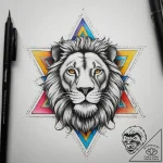 Tattoo sketch star of david with a lion of ju… – tattoo sketch (№1758473470_0, 21.09.2025 16:51) — tattoovalue.net