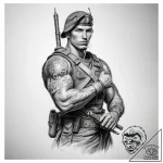 Tattoo sketch soldier with a scroll – tattoo sketch (№1758473942_0, 21.09.2025 16:59) — tattoovalue.net