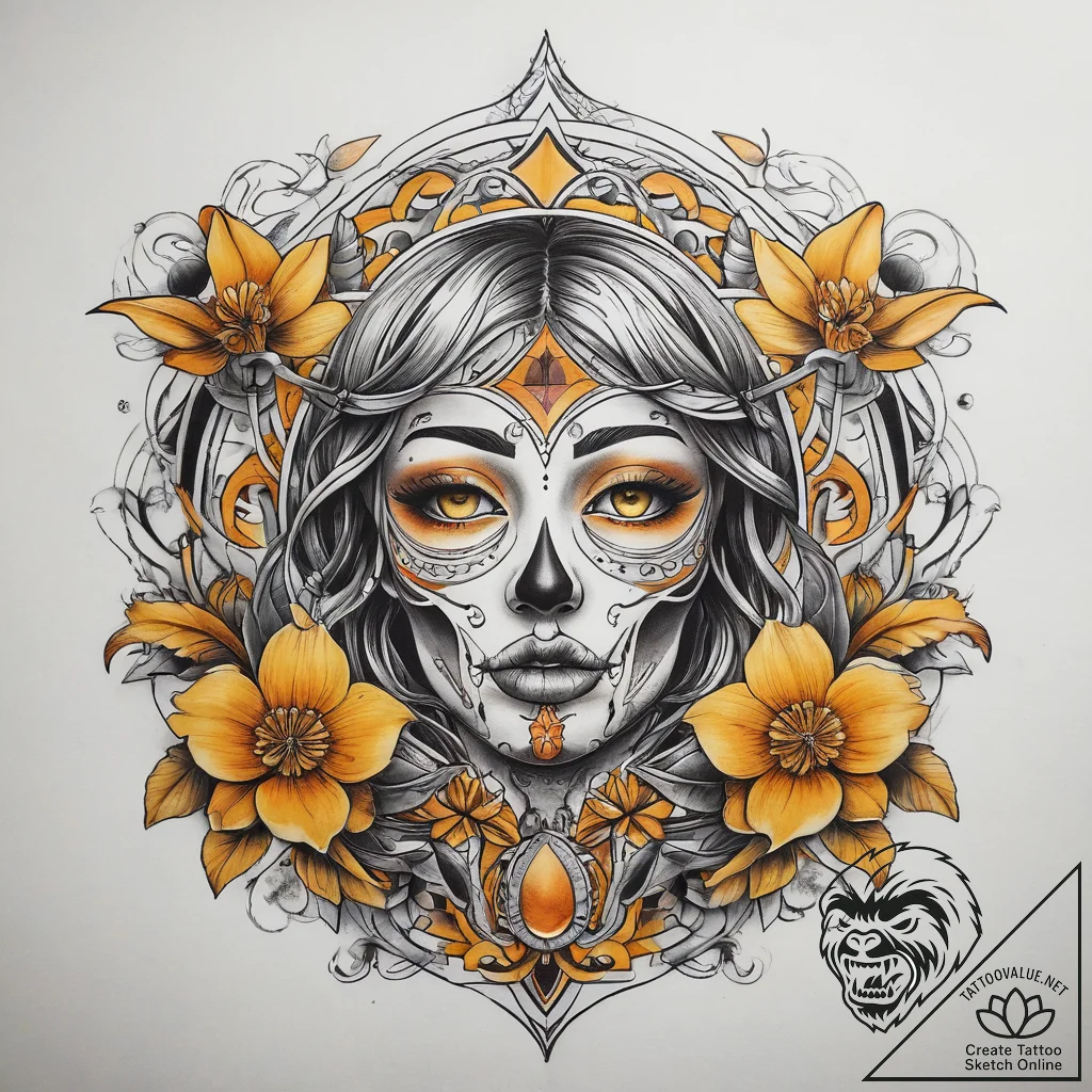 Tattoo sketch yellow, tattoo flash sheet desi... - tattoo sketch (№1758474946_0, 21.09.2025 17:15) — tattoovalue.net