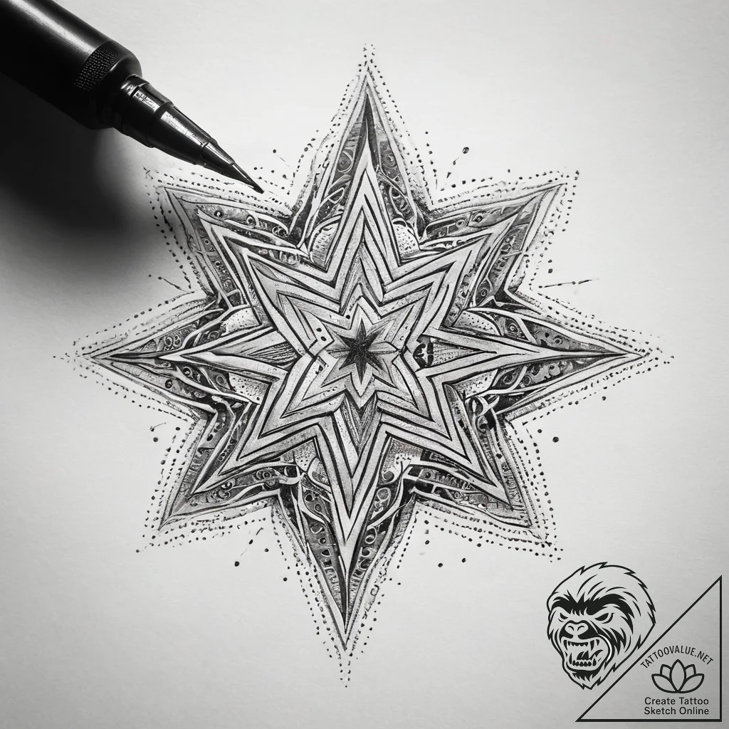Tattoo sketch emo star and heart, concept art... - tattoo sketch (№1758475549_0, 21.09.2025 17:25) — tattoovalue.net