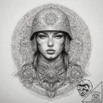 Tattoo sketch soldier with a lock, concept ar… – tattoo sketch (№1758475754_0, 21.09.2025 17:29) — tattoovalue.net
