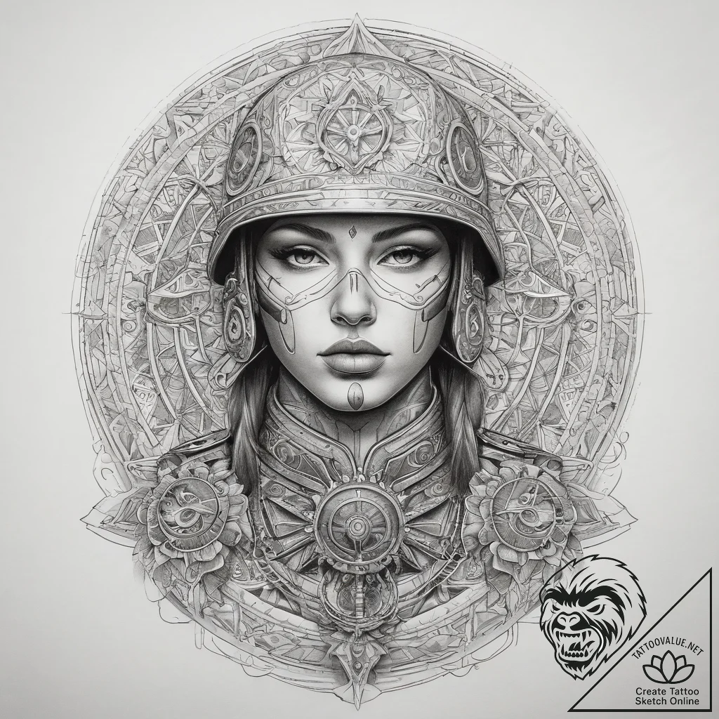 Tattoo sketch soldier with a lock, concept ar... - tattoo sketch (№1758475754_0, 21.09.2025 17:29) — tattoovalue.net