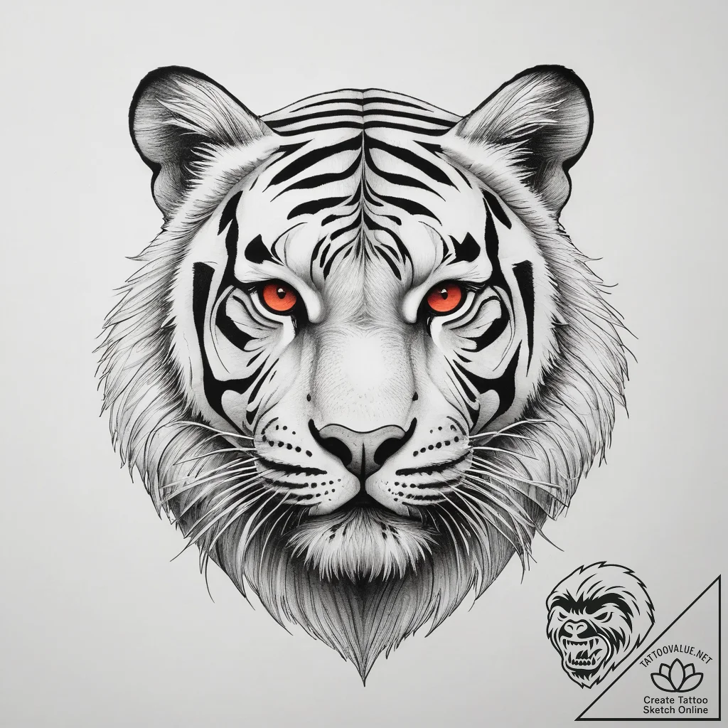 Tattoo sketch realistic тигр в джунглях, tatt... - tattoo sketch (№1758479715_0, 21.09.2025 18:35) — tattoovalue.net