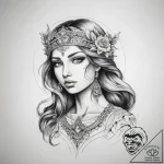 Tattoo sketch lada, the goddess of love, with… – tattoo sketch (№1758480122_0, 21.09.2025 18:42) — tattoovalue.net