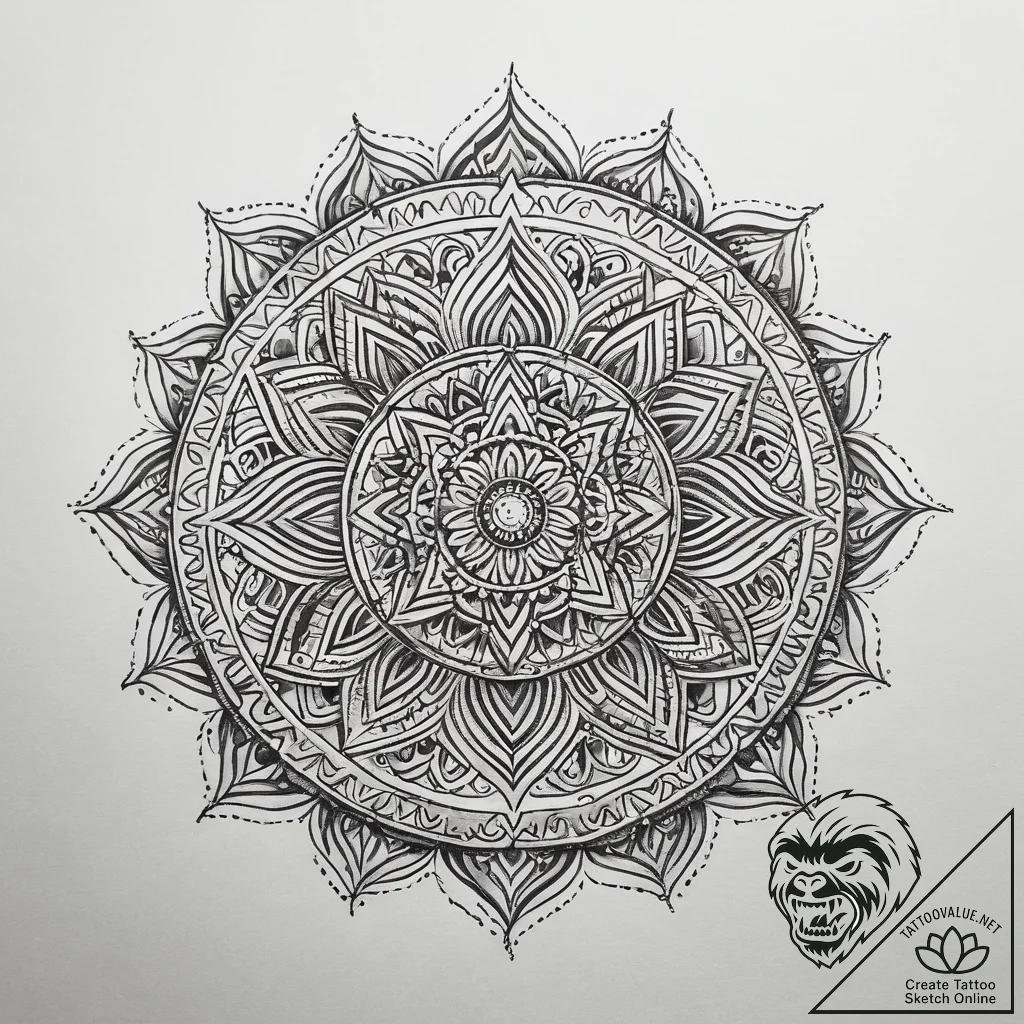 Tattoo sketch dotwork мандала, tattoo line ar... - tattoo sketch (№1758482328_0, 21.09.2025 19:18) — tattoovalue.net