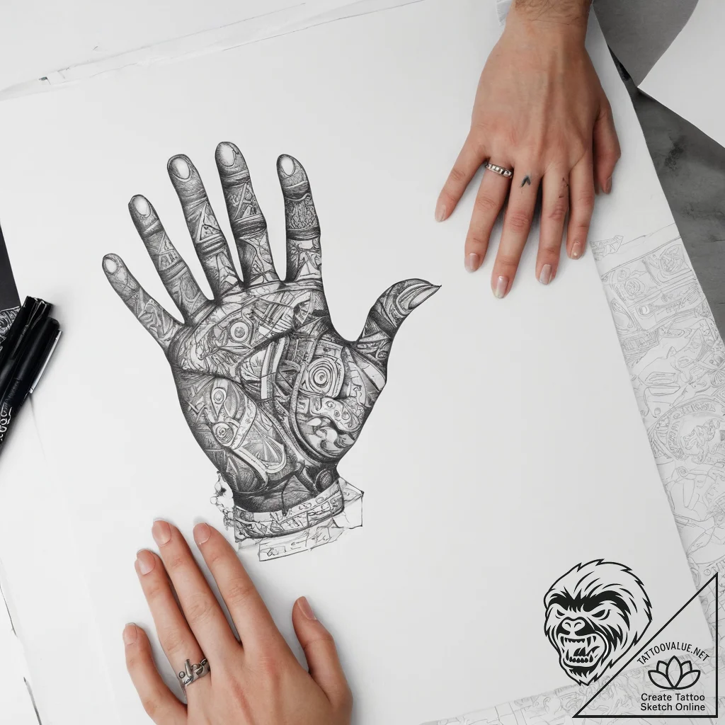 Tattoo sketch hands with a document - tattoo sketch (№1758484717_0, 21.09.2025 19:58) — tattoovalue.net