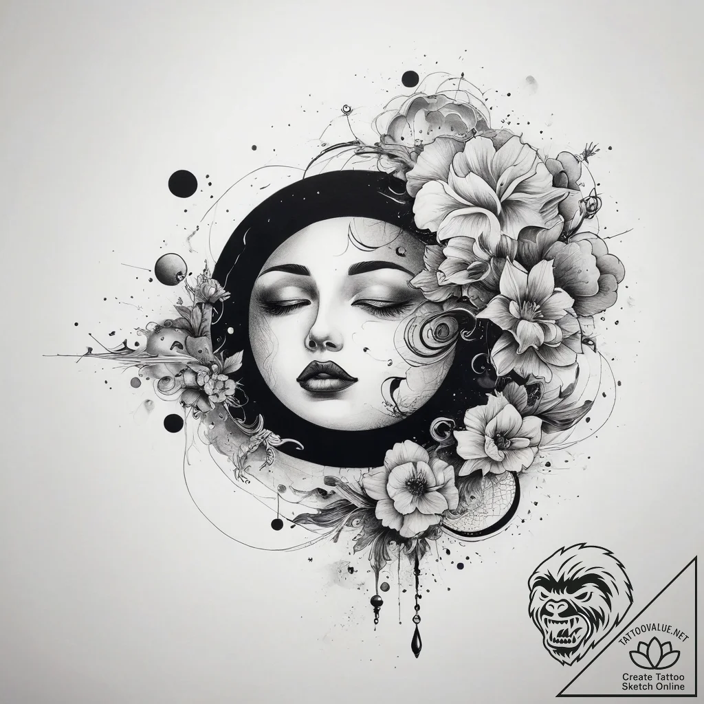 Tattoo sketch cloud with a moon, tattoo line... - tattoo sketch (№1758485896_0, 21.09.2025 20:18) — tattoovalue.net