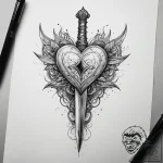 Tattoo sketch dagger and a heart, artistic ta… – tattoo sketch (№1758487670_0, 21.09.2025 20:47) — tattoovalue.net