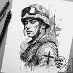 Tattoo sketch soldier with a map, ink illustr… – tattoo sketch (№1758489053_0, 21.09.2025 21:10) — tattoovalue.net