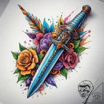 Tattoo sketch new school кинжал, concept art… – tattoo sketch (№1758490047_0, 21.09.2025 21:27) — tattoovalue.net