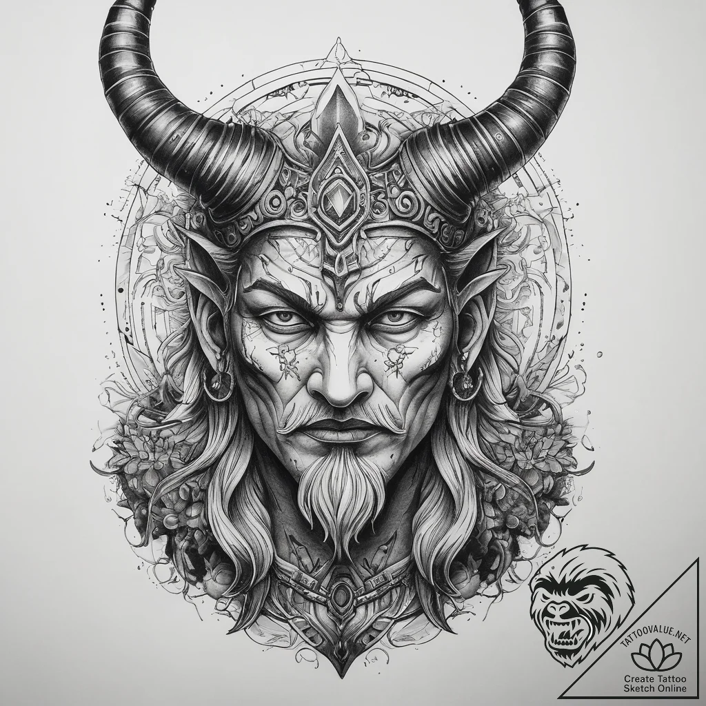Tattoo sketch radegast, the god of hospitalit... - tattoo sketch (№1758492223_0, 21.09.2025 22:03) — tattoovalue.net