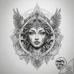 Tattoo sketch blessed representation – tattoo sketch (№1758492429_0, 21.09.2025 22:07) — tattoovalue.net