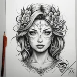 Tattoo sketch divine character, ink illustrat… – tattoo sketch (№1758493420_0, 21.09.2025 22:23) — tattoovalue.net