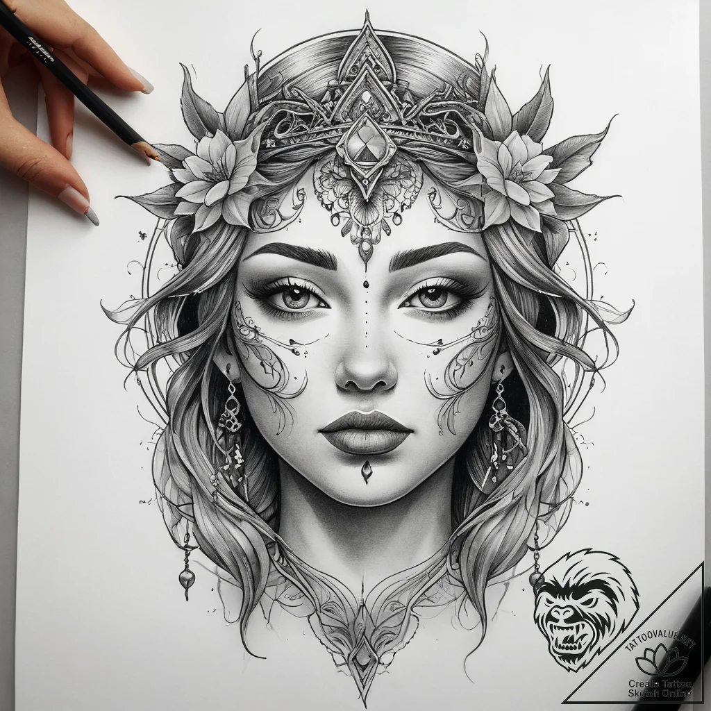 Tattoo sketch king, tattoo line art, on a cle... - tattoo sketch (№1758494007_0, 21.09.2025 22:33) — tattoovalue.net