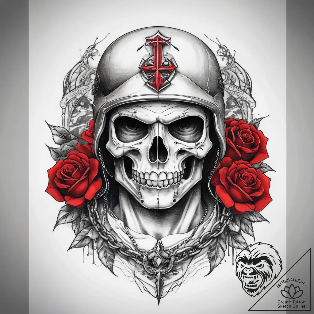 Tattoo sketch soldier with a chain, tattoo dr... - tattoo sketch (№1758494204_0, 21.09.2025 22:36) — tattoovalue.net