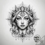 Tattoo sketch cosmic being – tattoo sketch (№1758494403_0, 21.09.2025 22:40) — tattoovalue.net