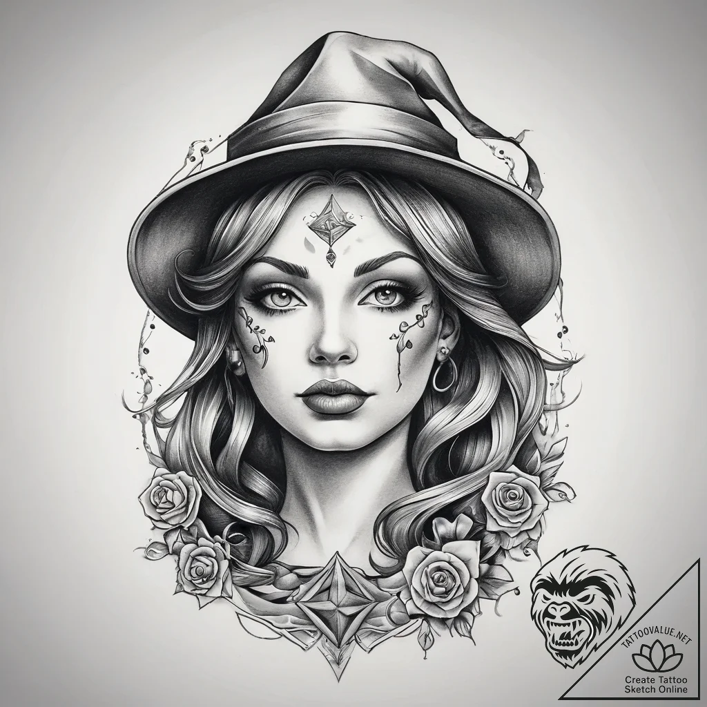Tattoo sketch witch tattoo, ink illustration... - tattoo sketch (№1758495191_0, 21.09.2025 22:53) — tattoovalue.net
