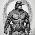 Tattoo sketch soldier with a crow, tattoo lin… – tattoo sketch (№1758495978_0, 21.09.2025 23:06) — tattoovalue.net