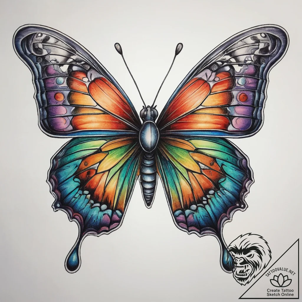 Tattoo sketch fine line of a butterfly, tatto... - tattoo sketch (№1758496965_0, 21.09.2025 23:22) — tattoovalue.net