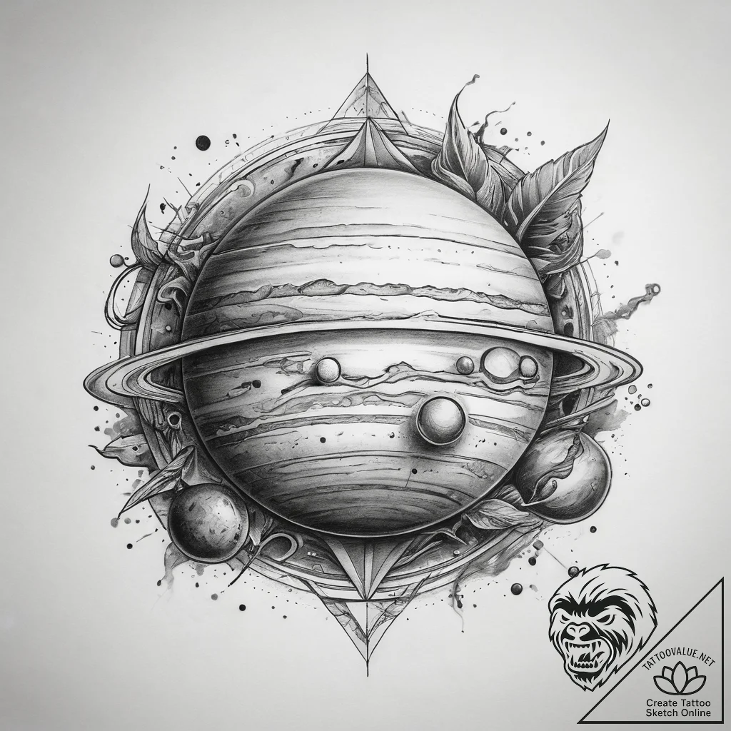Tattoo sketch jupiter planet, artistic tattoo... - tattoo sketch (№1758498354_0, 21.09.2025 23:45) — tattoovalue.net