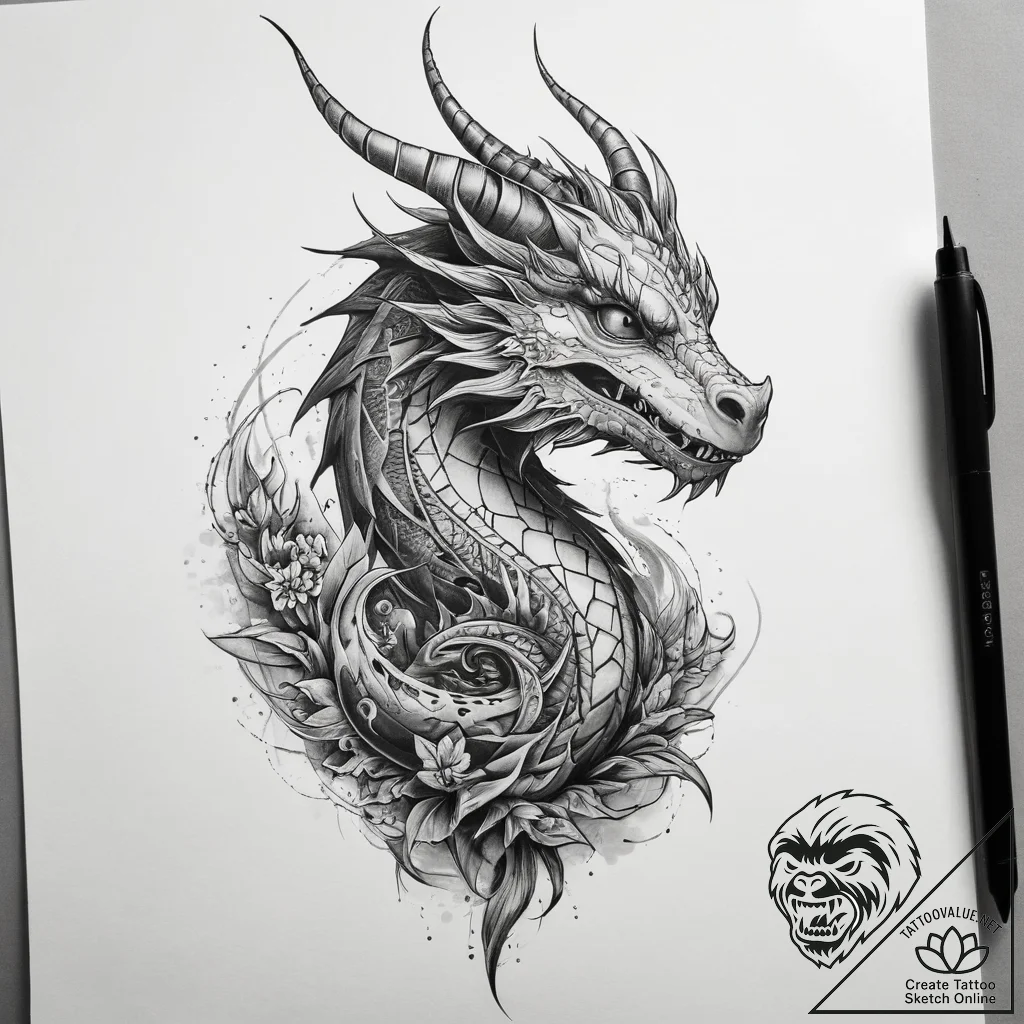 Tattoo sketch new school дракон, tattoo sketc... - tattoo sketch (№1758498747_0, 21.09.2025 23:52) — tattoovalue.net