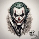 Tattoo sketch joker with a knife, tattoo flas… – tattoo sketch (№1758499929_0, 22.09.2025 00:12) — tattoovalue.net