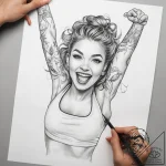 Tattoo sketch cheerleading a person cheering – tattoo sketch (№1758501308_0, 22.09.2025 00:35) — tattoovalue.net
