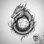 Tattoo sketch дракон с шаром – tattoo sketch (№1758501894_0, 22.09.2025 00:44) — tattoovalue.net