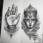 Tattoo sketch hands with a paper, ink illustr… – tattoo sketch (№1758502089_0, 22.09.2025 00:48) — tattoovalue.net