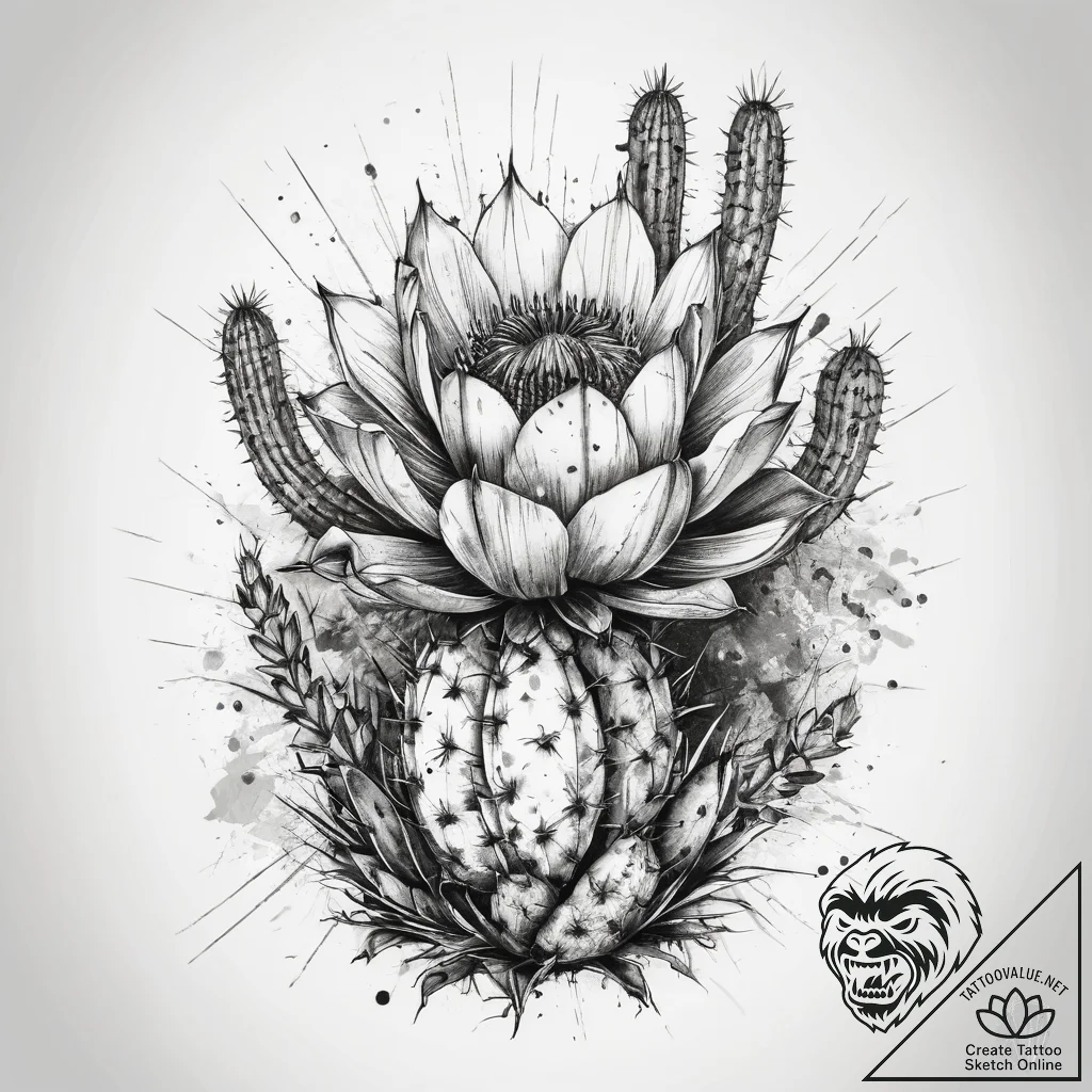 Tattoo sketch cactus, tattoo line art, trash... - tattoo sketch (№1758505432_0, 22.09.2025 01:43) — tattoovalue.net