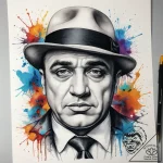 Tattoo sketch al capone with a hat, artistic… – tattoo sketch (№1758506017_0, 22.09.2025 01:53) — tattoovalue.net