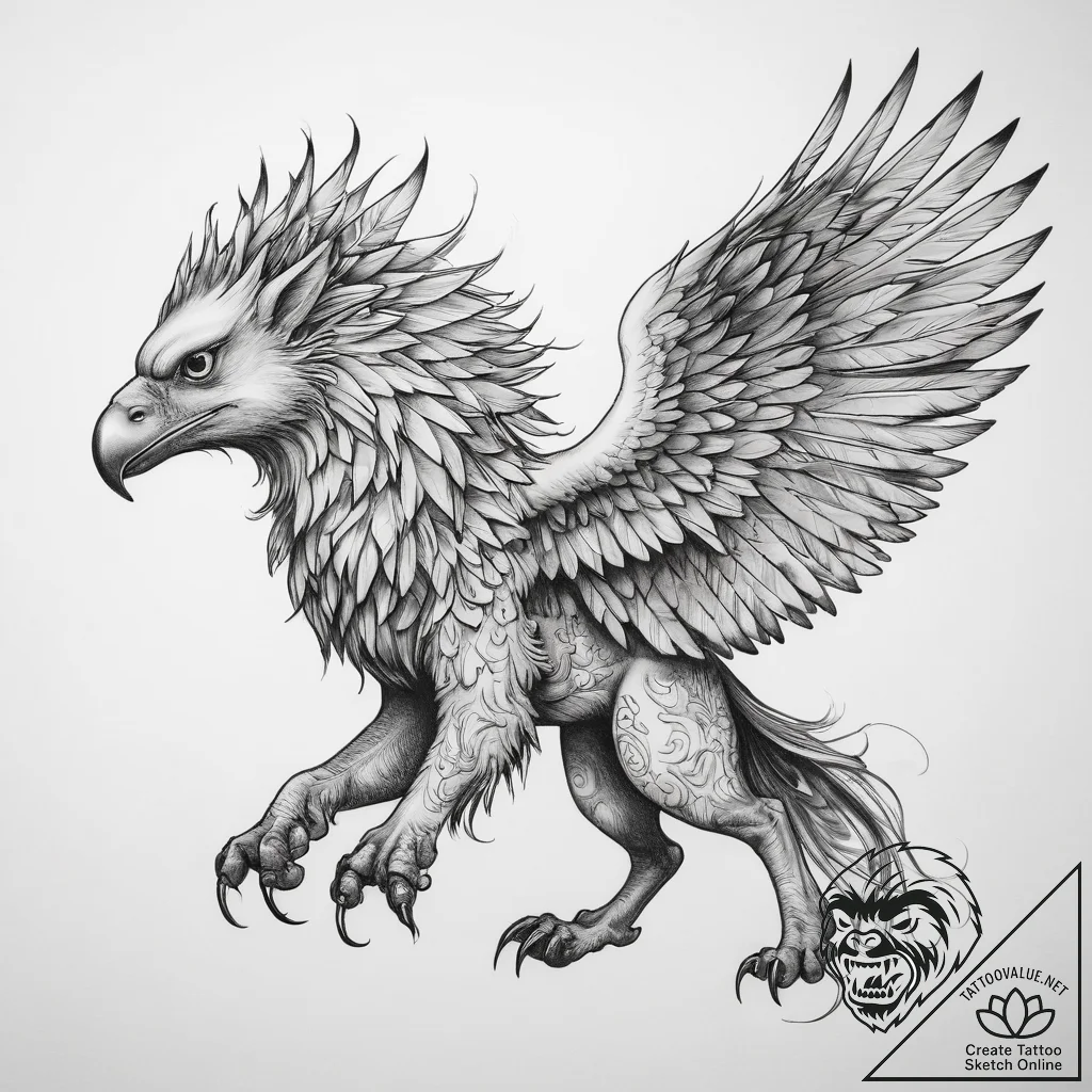 Tattoo sketch griffin - tattoo sketch (№1758506413_0, 22.09.2025 02:00) — tattoovalue.net