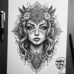 Tattoo sketch mystical self, tattoo flash she… – tattoo sketch (№1758507594_0, 22.09.2025 02:19) — tattoovalue.net