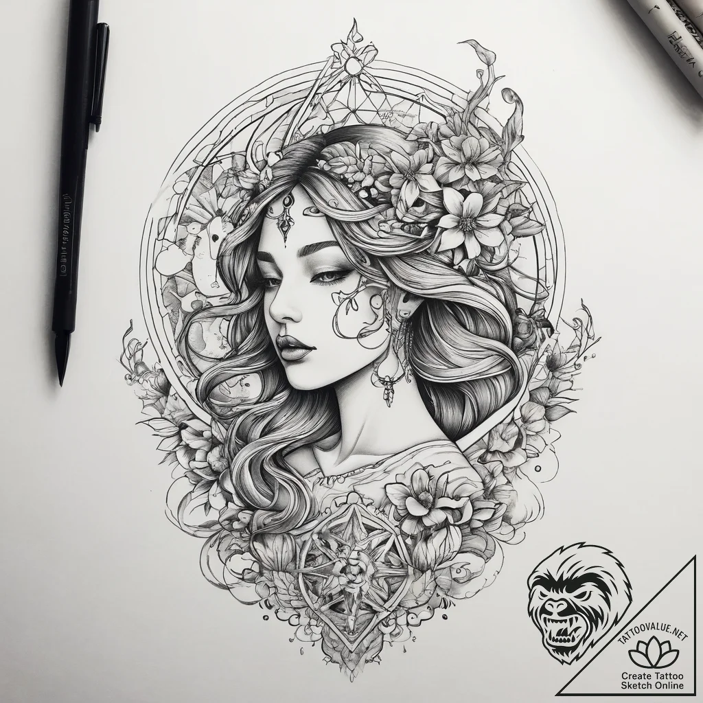 Tattoo sketch cosmic transformation, artistic... - tattoo sketch (№1758507990_0, 22.09.2025 02:26) — tattoovalue.net