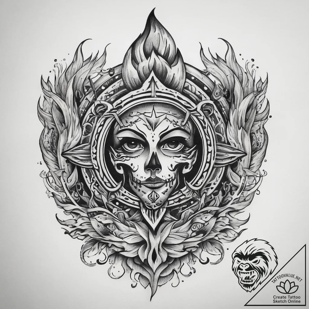 Tattoo sketch flame, tattoo flash sheet desig... - tattoo sketch (№1758508184_0, 22.09.2025 02:29) — tattoovalue.net