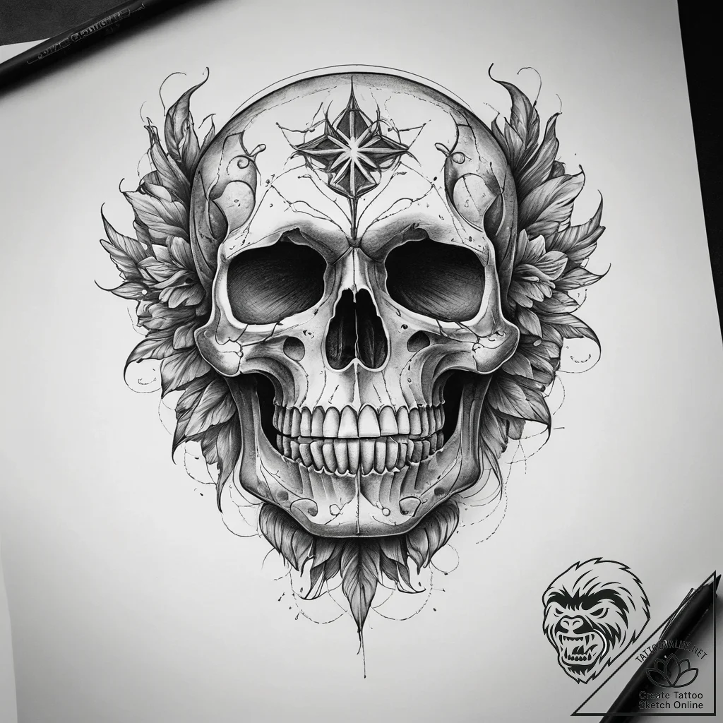 Tattoo sketch узор в виде черепа, ink illustr... - tattoo sketch (№1758508386_0, 22.09.2025 02:33) — tattoovalue.net
