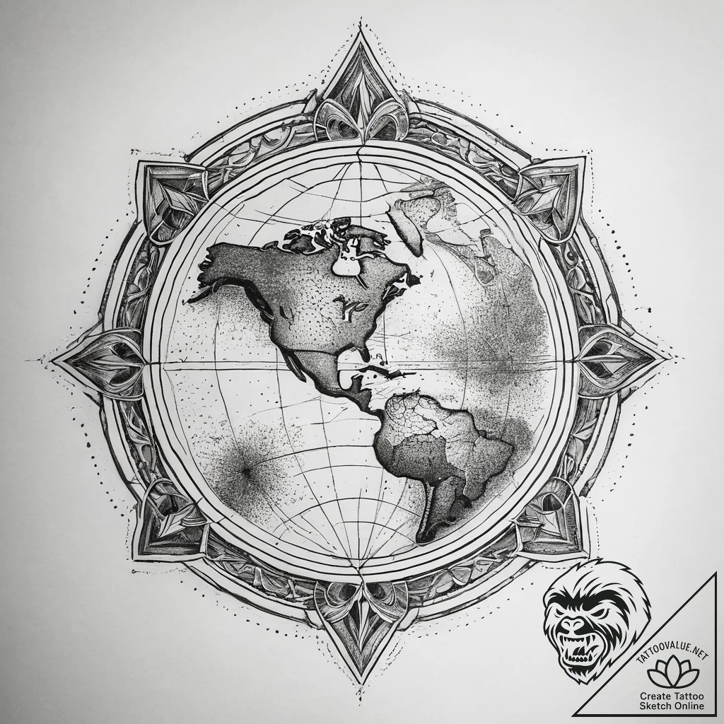 Tattoo sketch sacred earth, ink illustration... - tattoo sketch (№1758508985_0, 22.09.2025 02:43) — tattoovalue.net